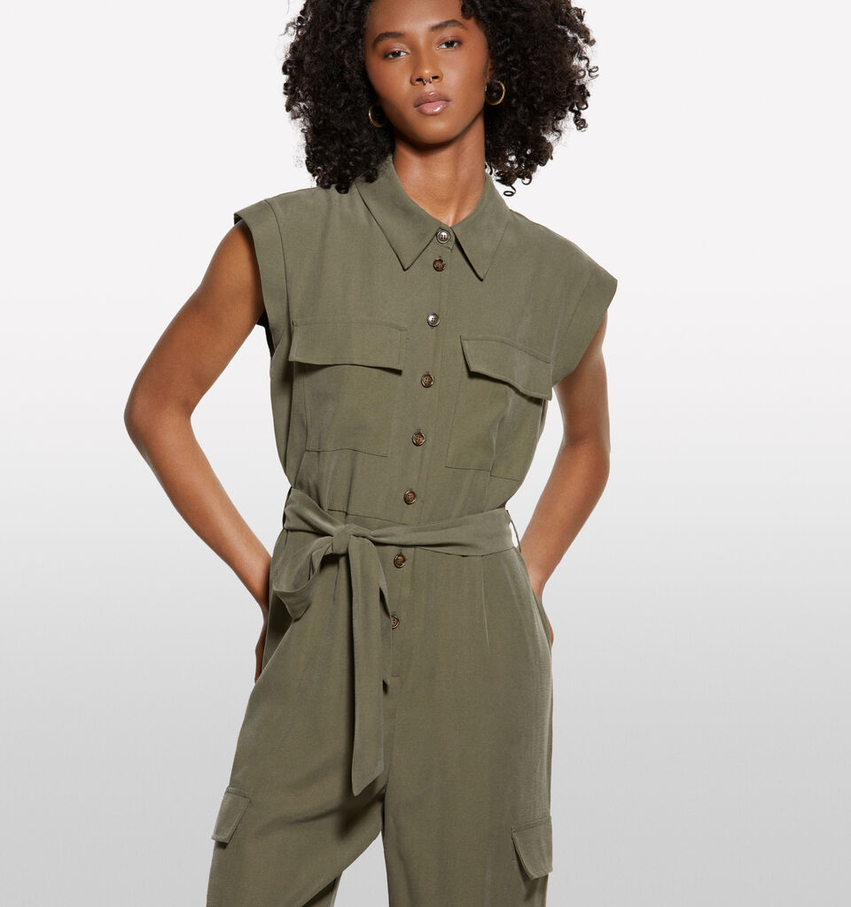 Armeegrüner Cargoanzug - overalls jumpsuits für damen - Militärgrün | Sisley image number 3